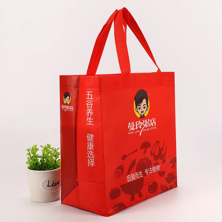Custom non-woven bags with logo for take-out food
